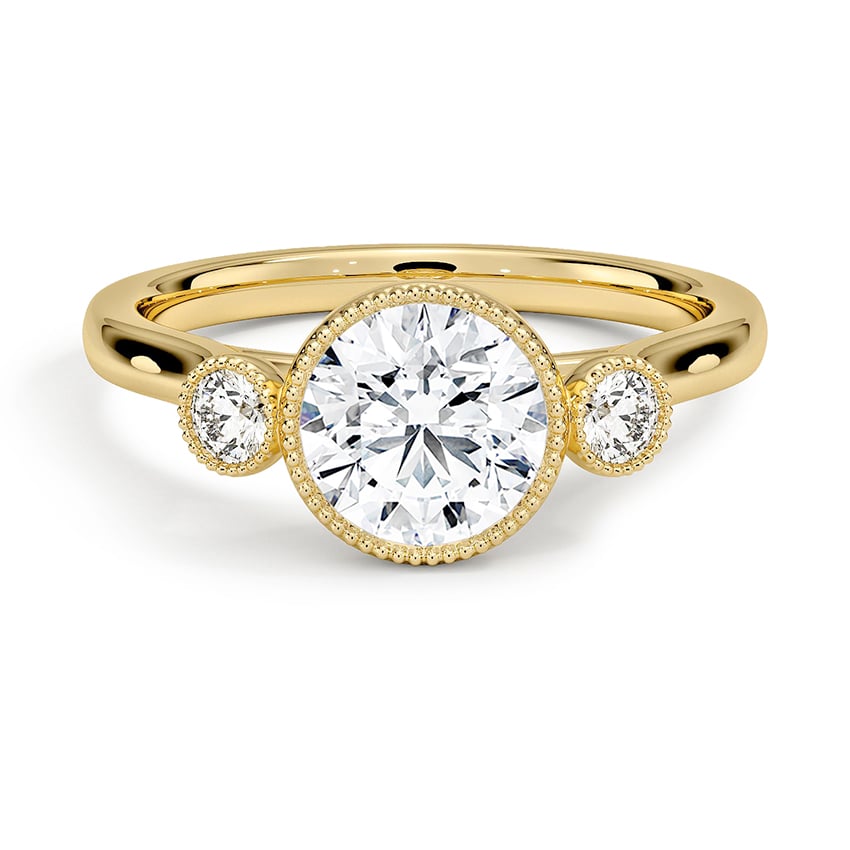 Custom Round Bezel Three Stone Diamond Ring