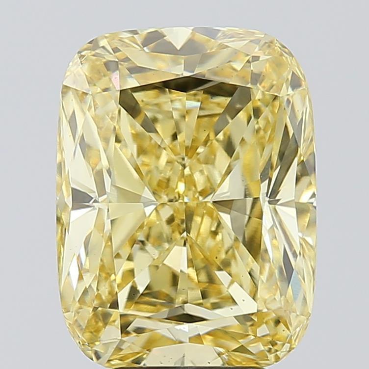 6.01 Ct. Fancy Intense  Yellow Cushion Lab Grown Diamond