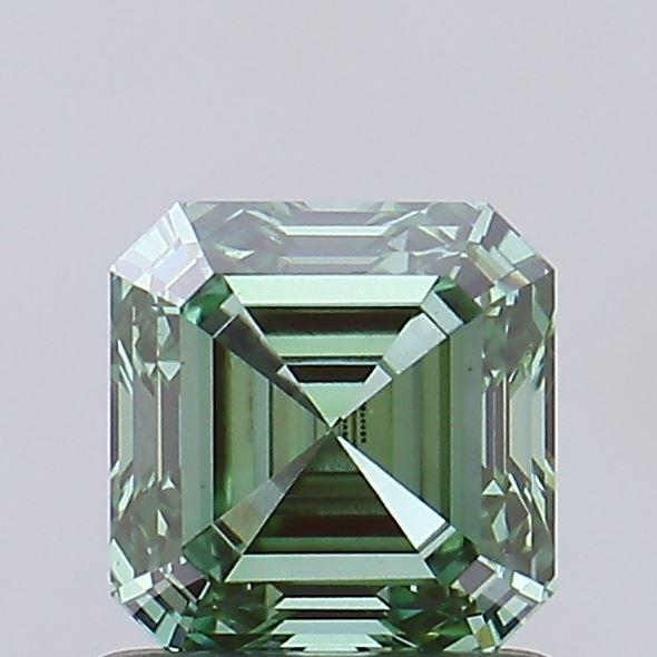 0.97 Ct. Fancy Vivid Green Asscher Lab Grown Diamond