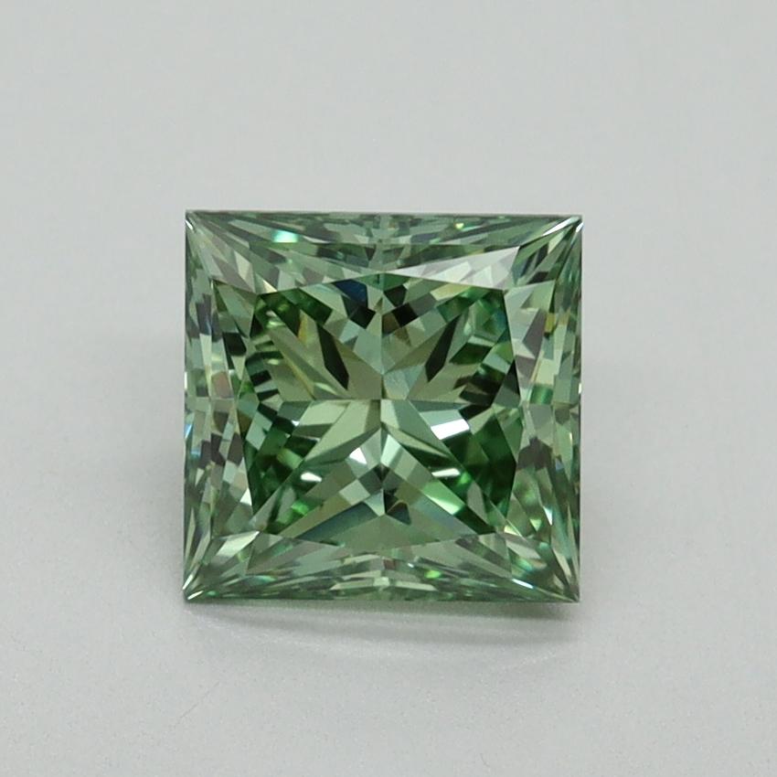 1.33 Ct. Fancy Vivid Green Princess Lab Grown Diamond