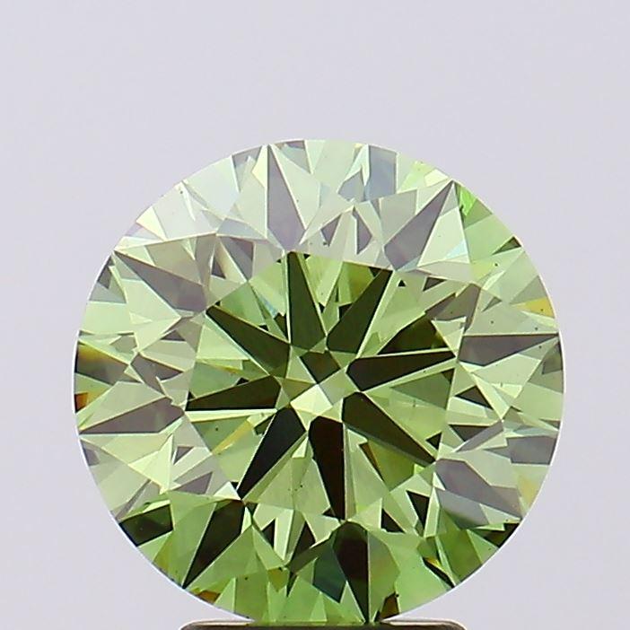 4.03 Ct. Fancy Vivid Green Round Lab Grown Diamond