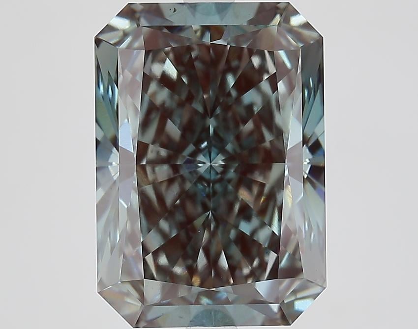 7.03 Ct. Fancy Intense Bluish Green Radiant Lab Grown Diamond