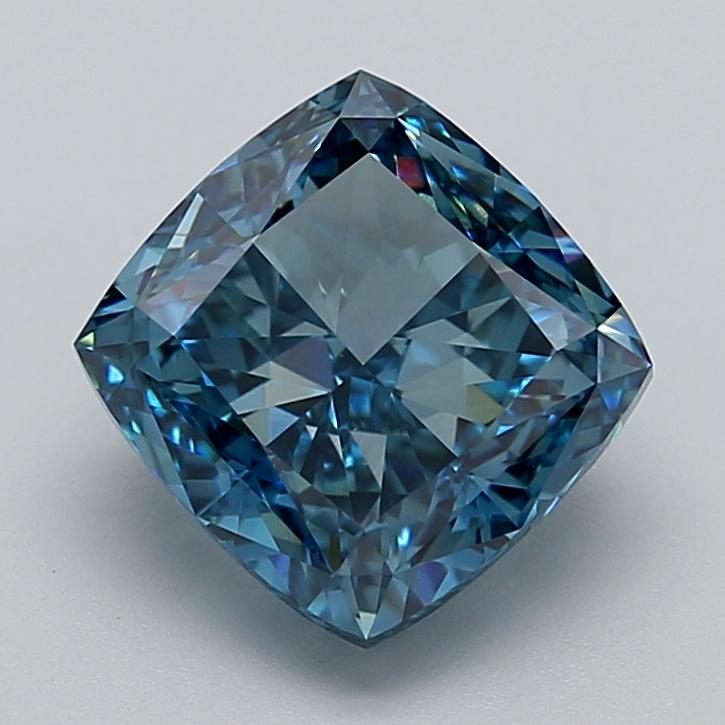 4.51 Ct. Fancy Vivid  Blue Cushion Lab Grown Diamond