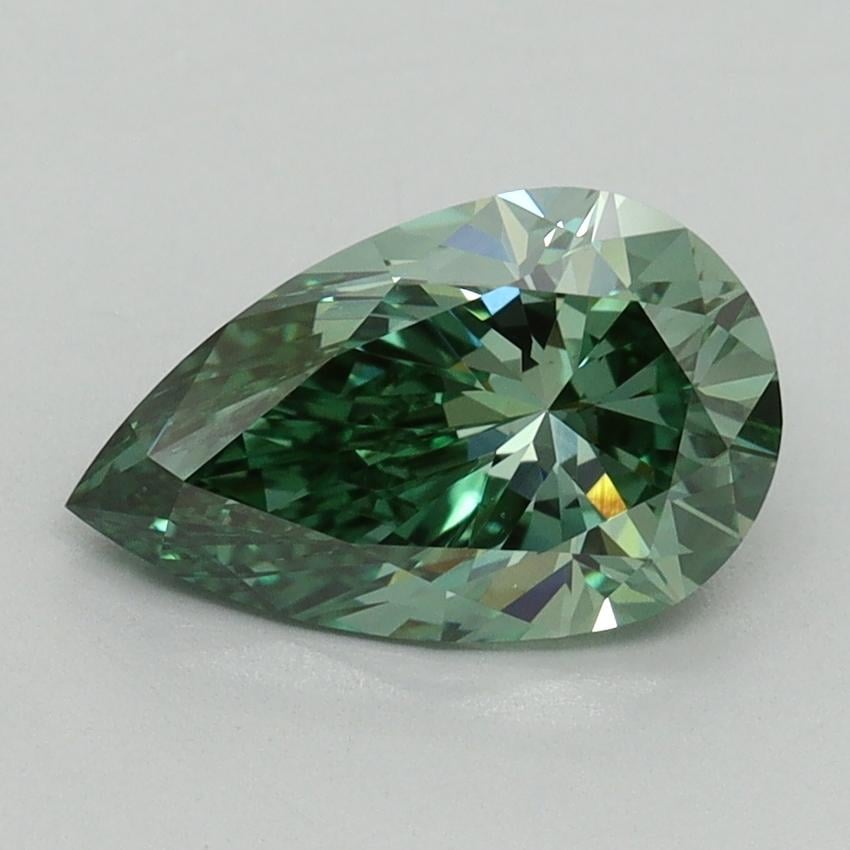 1.58 Ct. Fancy Vivid Pacific Green Pear Lab Grown Diamond