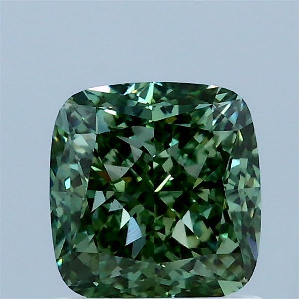 1.53 Ct. Fancy Vivid Green Cushion Lab Grown Diamond