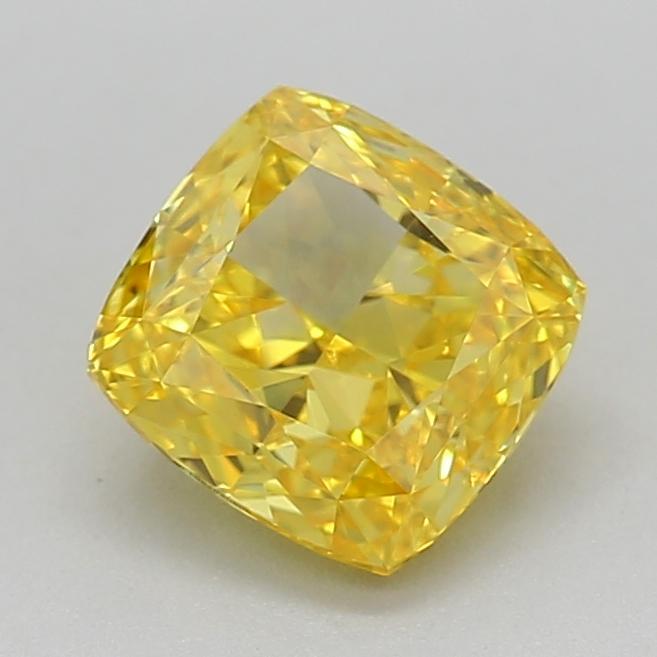 0.74 Ct. Fancy Vivid Yellow Cushion Lab Grown Diamond