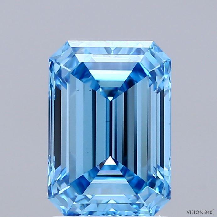 2.11 Ct. Fancy Vivid Blue Emerald Lab Grown Diamond