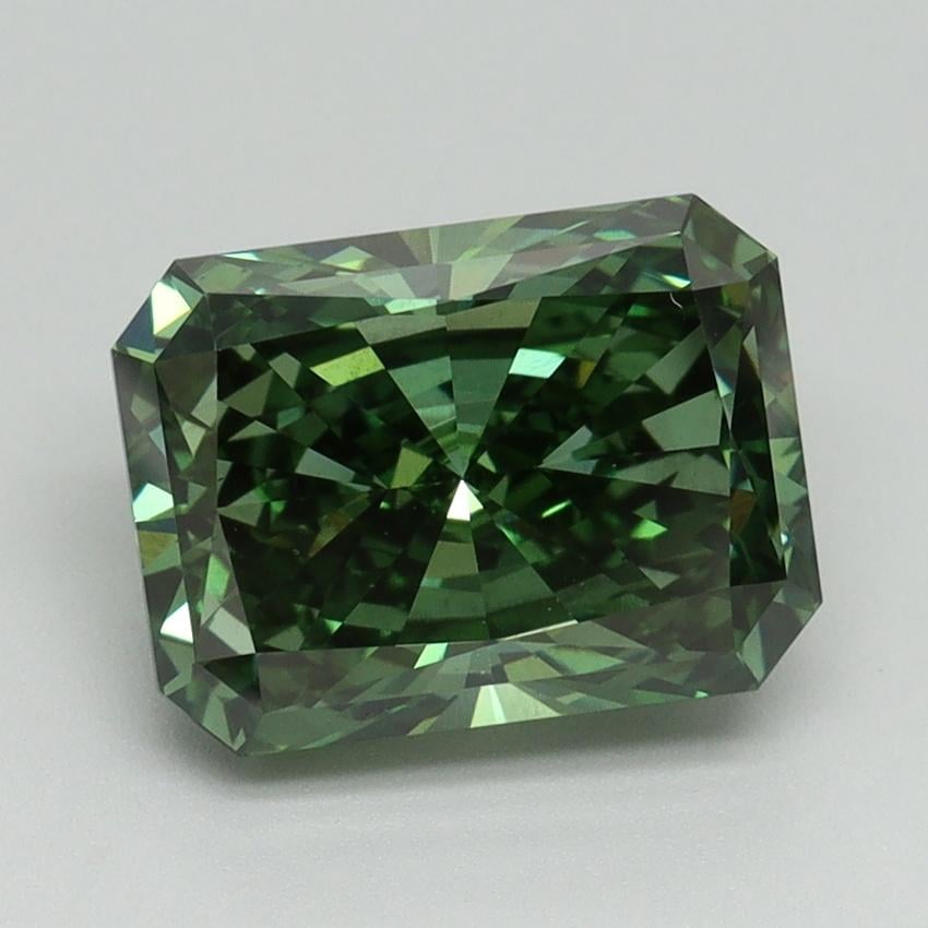 3.02 Ct. Fancy Vivid Pacific Green Radiant Lab Grown Diamond