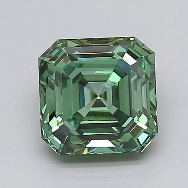 2.08 Ct. Fancy Vivid  Green Asscher Lab Grown Diamond