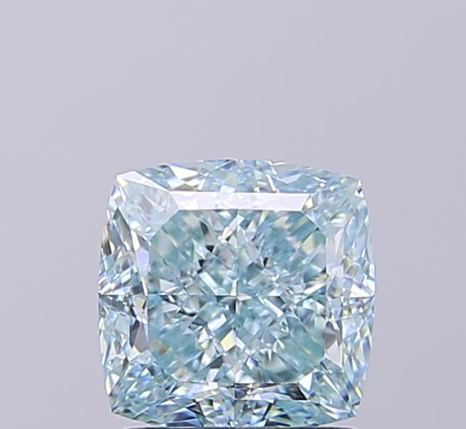 2.03 Ct. Fancy Intense Greenish Blue Cushion Lab Grown Diamond