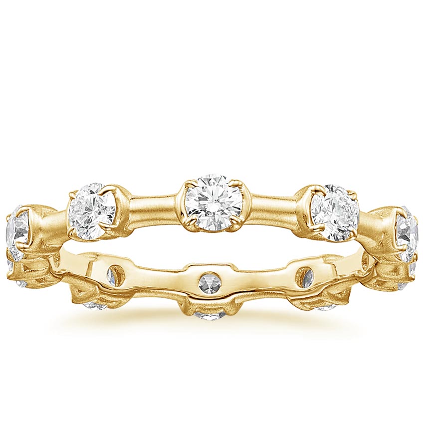 Yellow Gold Jade Trau Satin Cavetta Diamond Eternity Ring