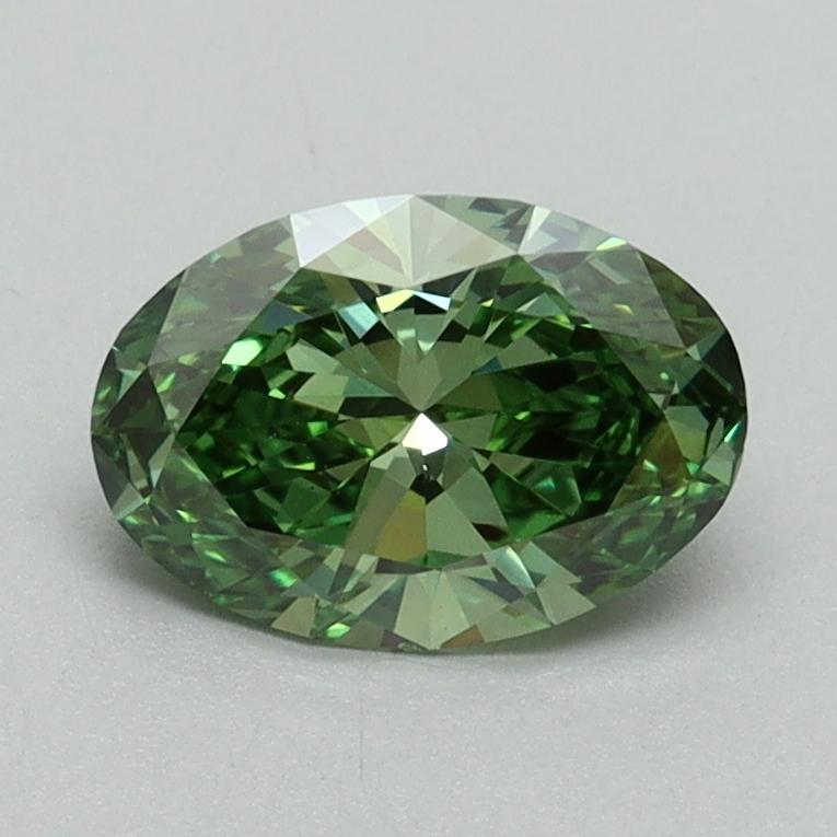 0.92 Ct. Fancy Vivid Green Oval Lab Grown Diamond