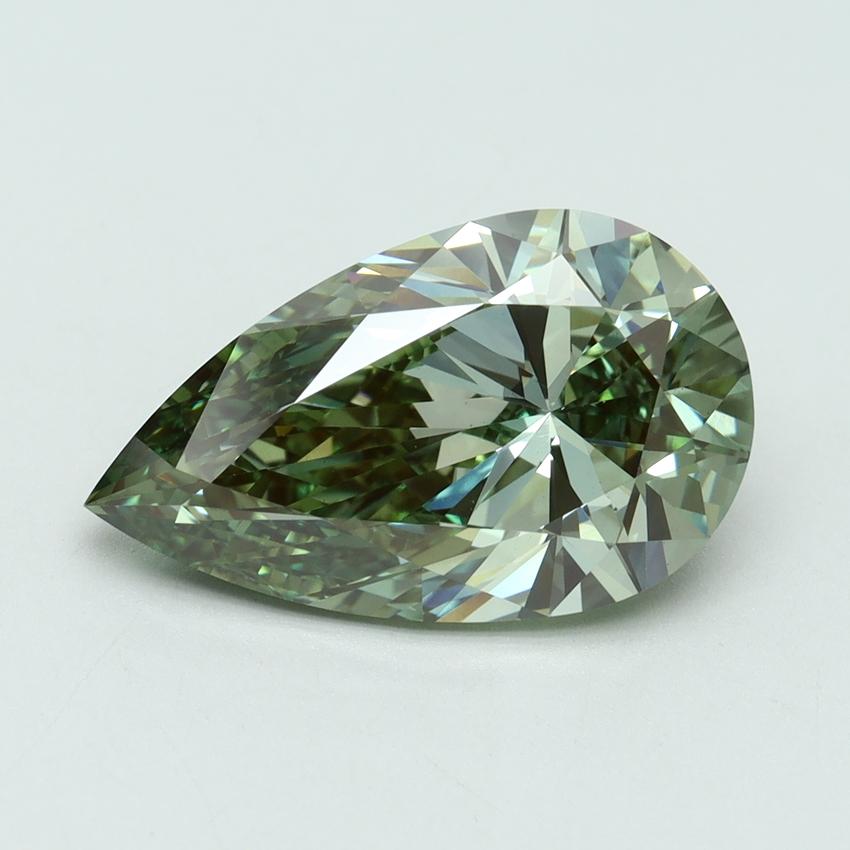 4.51 Ct. Fancy Vivid Green Pear Lab Grown Diamond