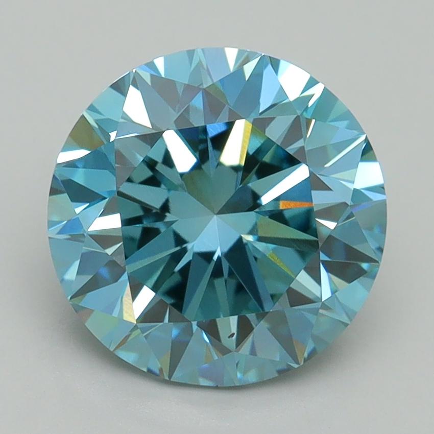 3.15 Ct. Fancy Vivid Blue Round Lab Grown Diamond