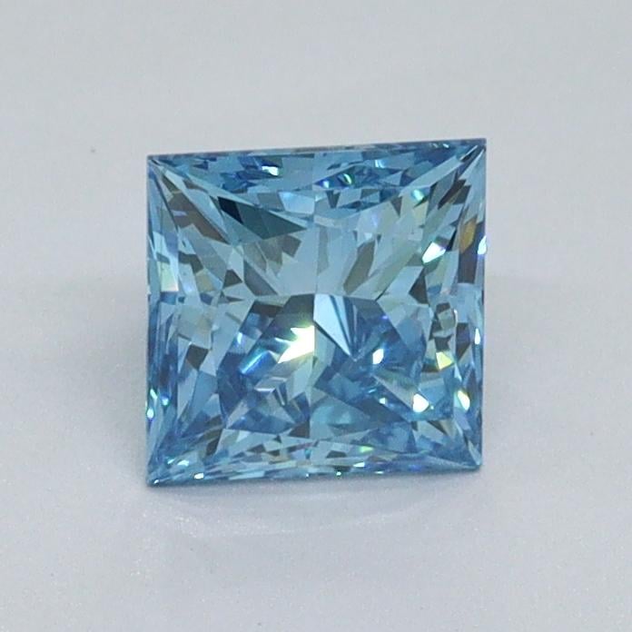 0.82 Ct. Fancy Vivid Malibu Blue Princess Lab Grown Diamond