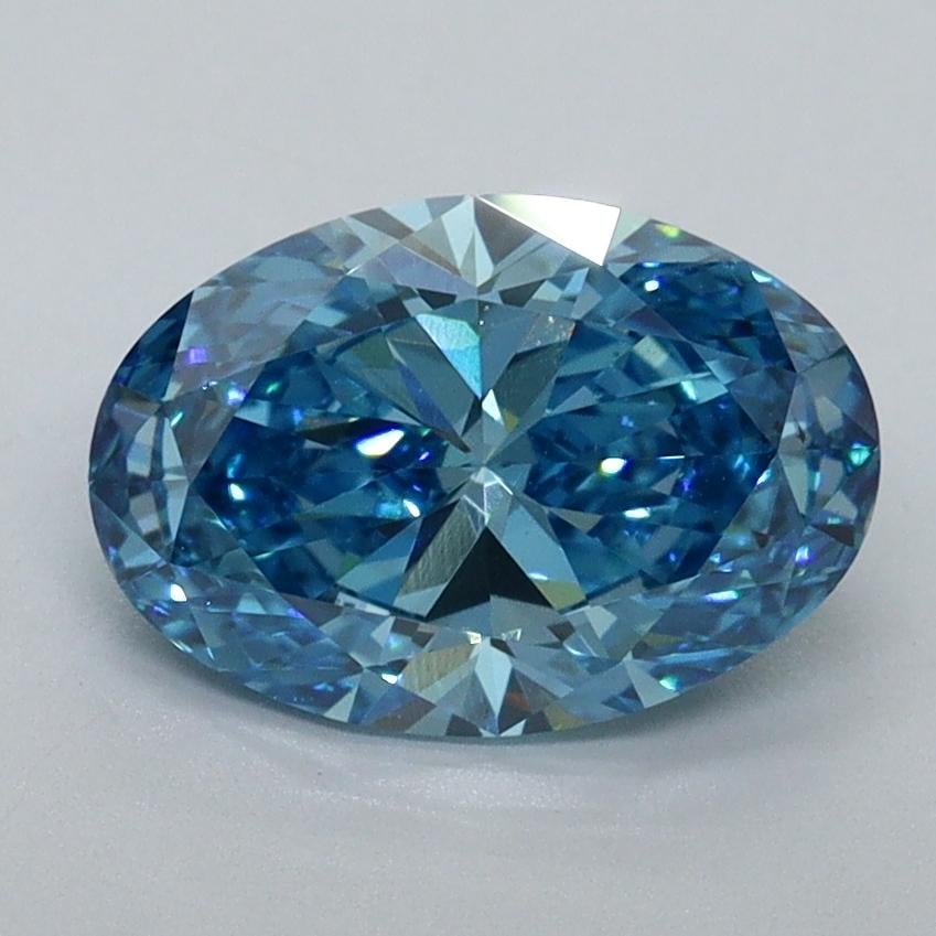 1.57 Ct. Fancy Vivid Malibu Blue Oval Lab Grown Diamond