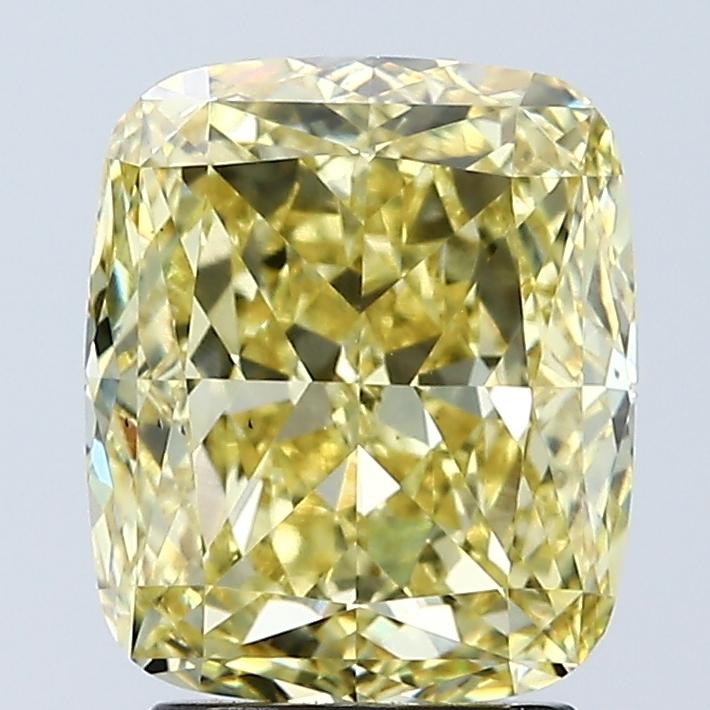 3.08 Ct. Fancy Vivid Yellow Cushion Lab Grown Diamond