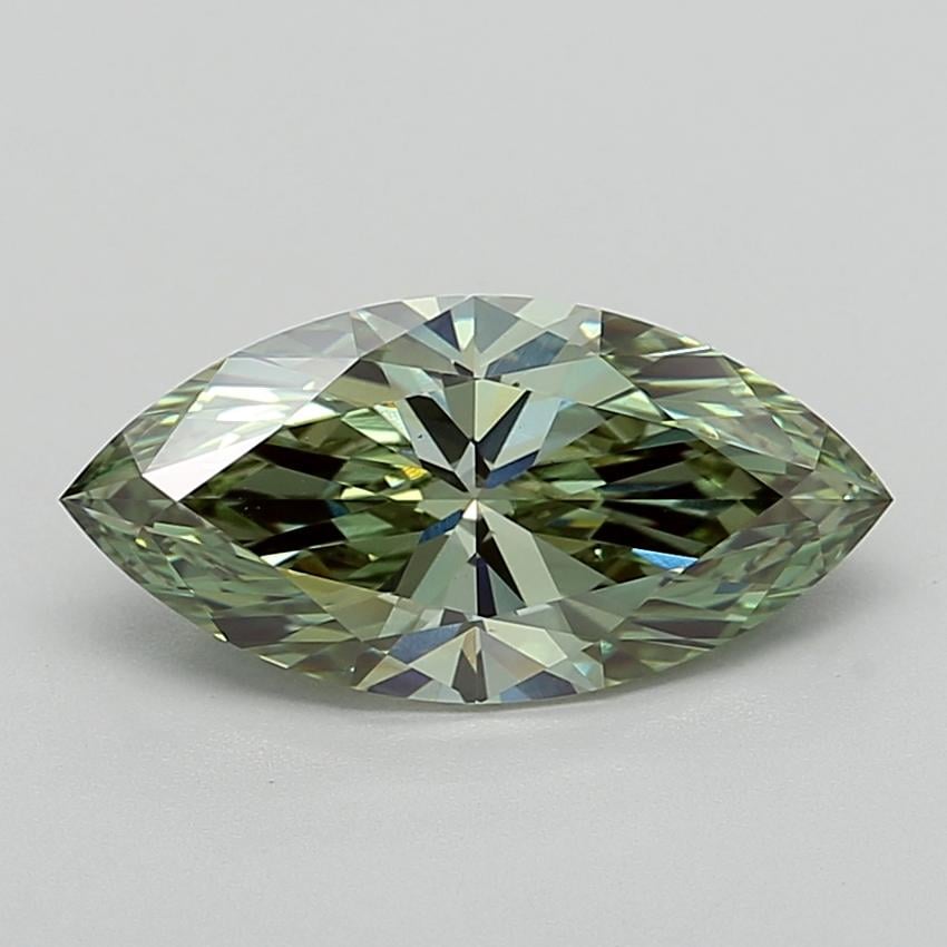 3.01 Ct. Fancy Vivid  Green Marquise Lab Grown Diamond