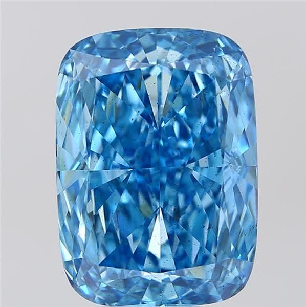 8.01 Ct. Fancy Vivid Blue Cushion Lab Grown Diamond