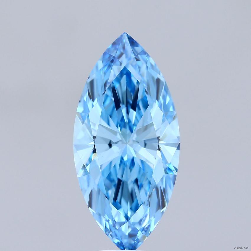 5.12 Ct. Fancy Vivid  Blue Marquise Lab Grown Diamond