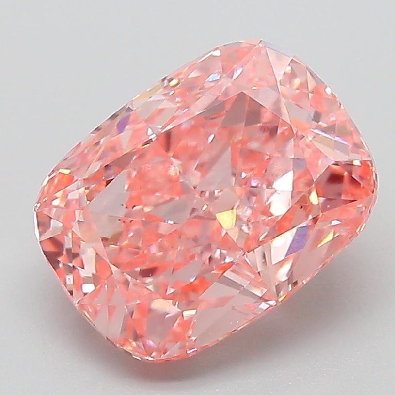 3.09 Ct. Fancy Vivid  Pink Cushion Lab Grown Diamond