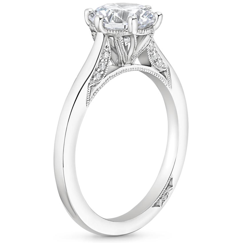 18K White Gold Simply Tacori Crown Diamond Ring, large side view