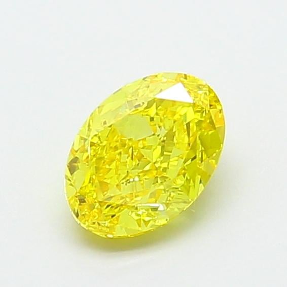 0.91 Ct. Fancy Vivid  Yellow Oval Lab Grown Diamond