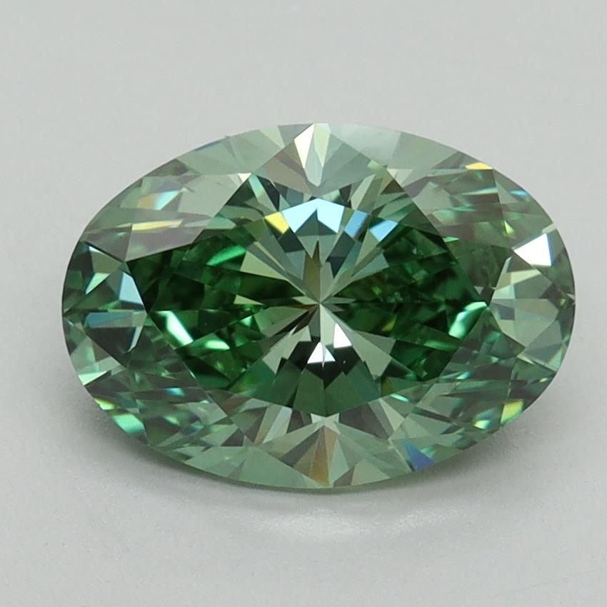 2.02 Ct. Fancy Vivid Green Oval Lab Grown Diamond