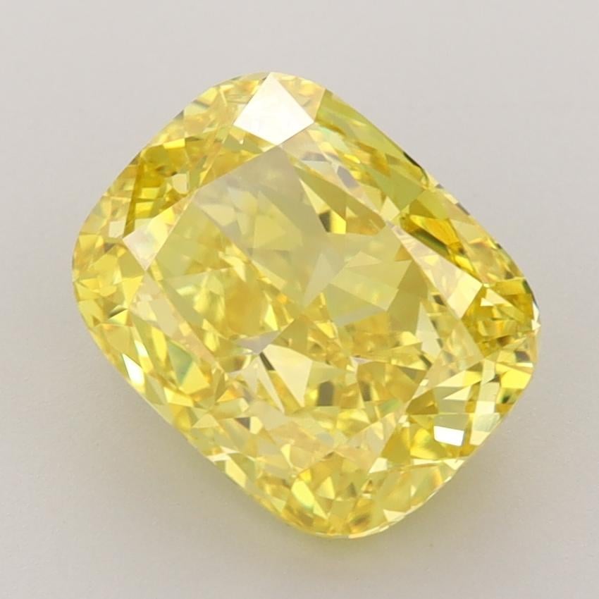 3.64 Ct. Fancy Vivid  Yellow Cushion Lab Grown Diamond