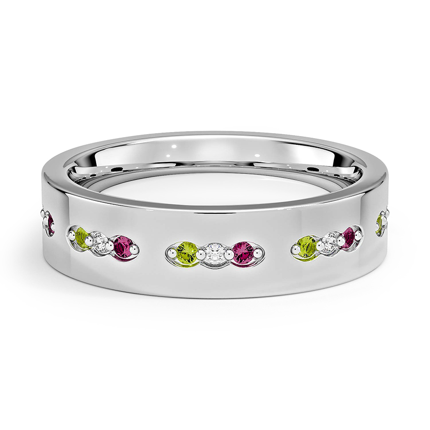 Custom Multi Color Natural Sapphire and Lab Diamond Bold Band