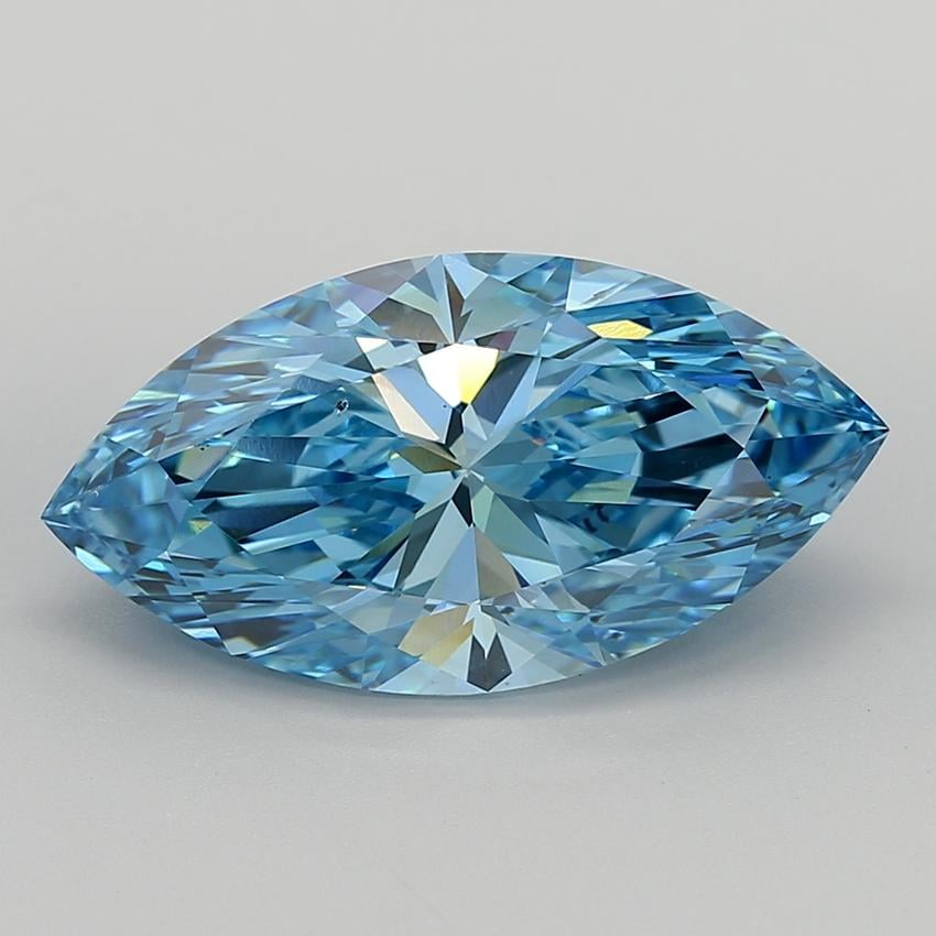 7.05 Ct. Fancy Vivid  Blue Marquise Lab Grown Diamond