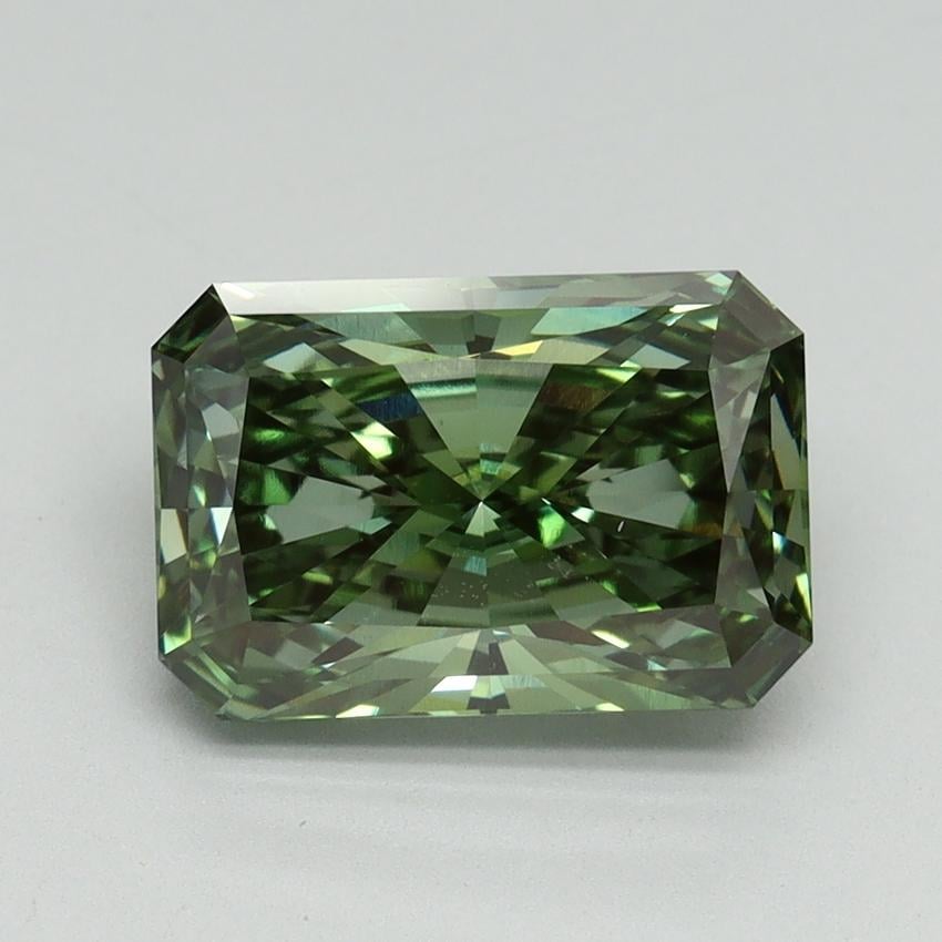 3.21 Ct. Fancy Vivid Pacific Green Radiant Lab Grown Diamond