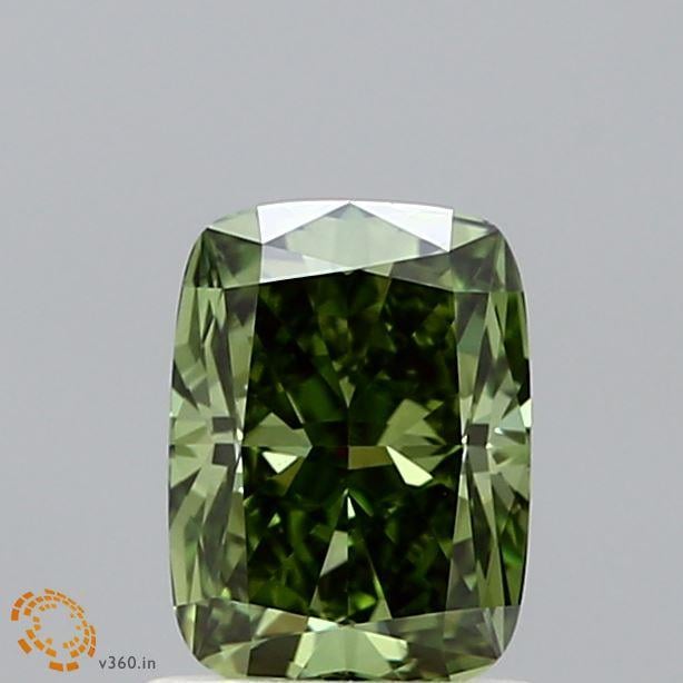 1.01 Ct. Fancy Vivid  Green Cushion Lab Grown Diamond