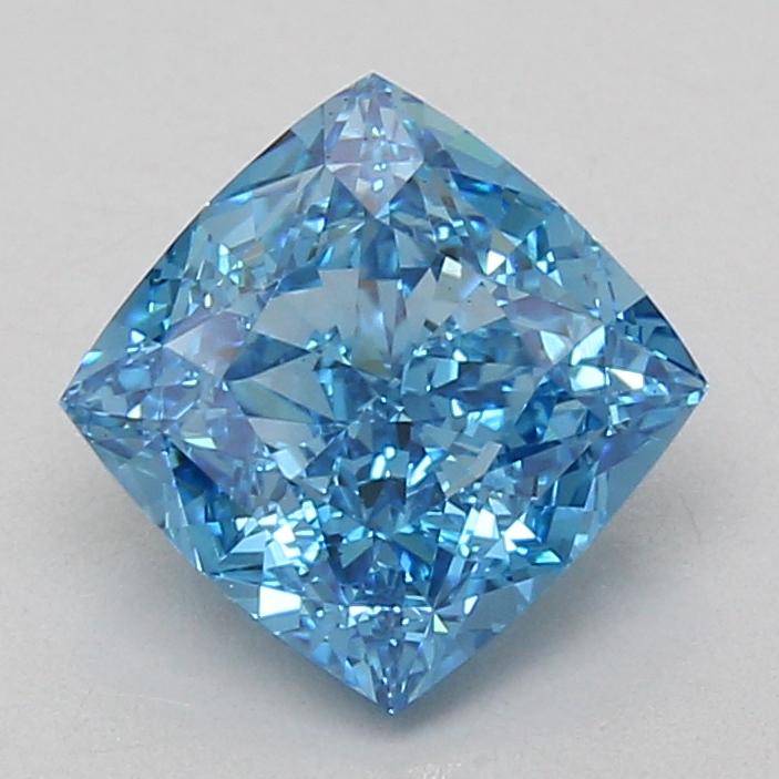 3.07 Ct. Fancy Vivid Blue Cushion Lab Grown Diamond