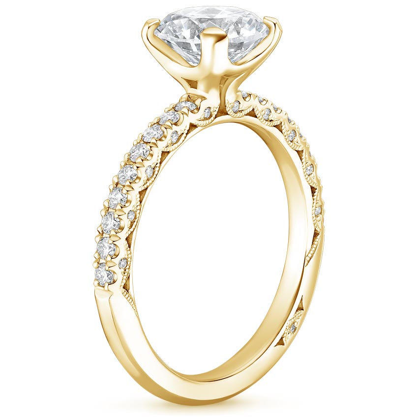 18K Yellow Gold Tacori Petite Crescent Diamond Ring, large side view