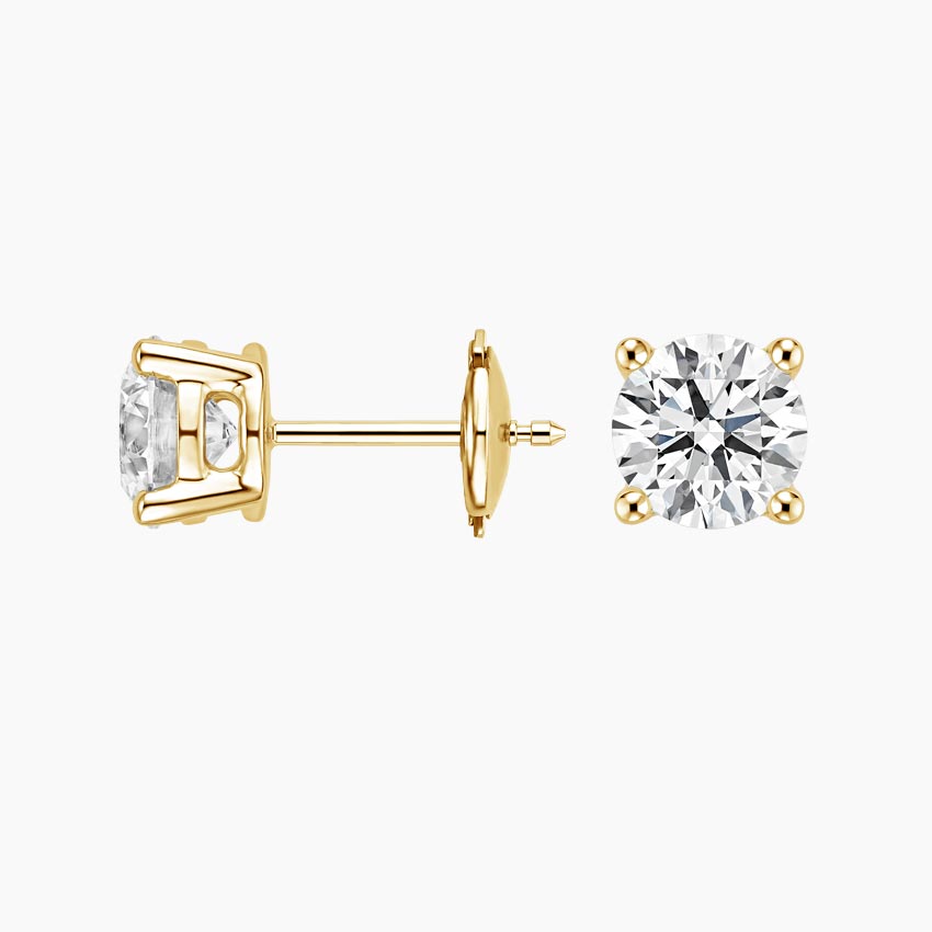 18K Yellow Gold Perfect 4-Prong Certified Lab Diamond Stud Earrings (2 ct. tw.)