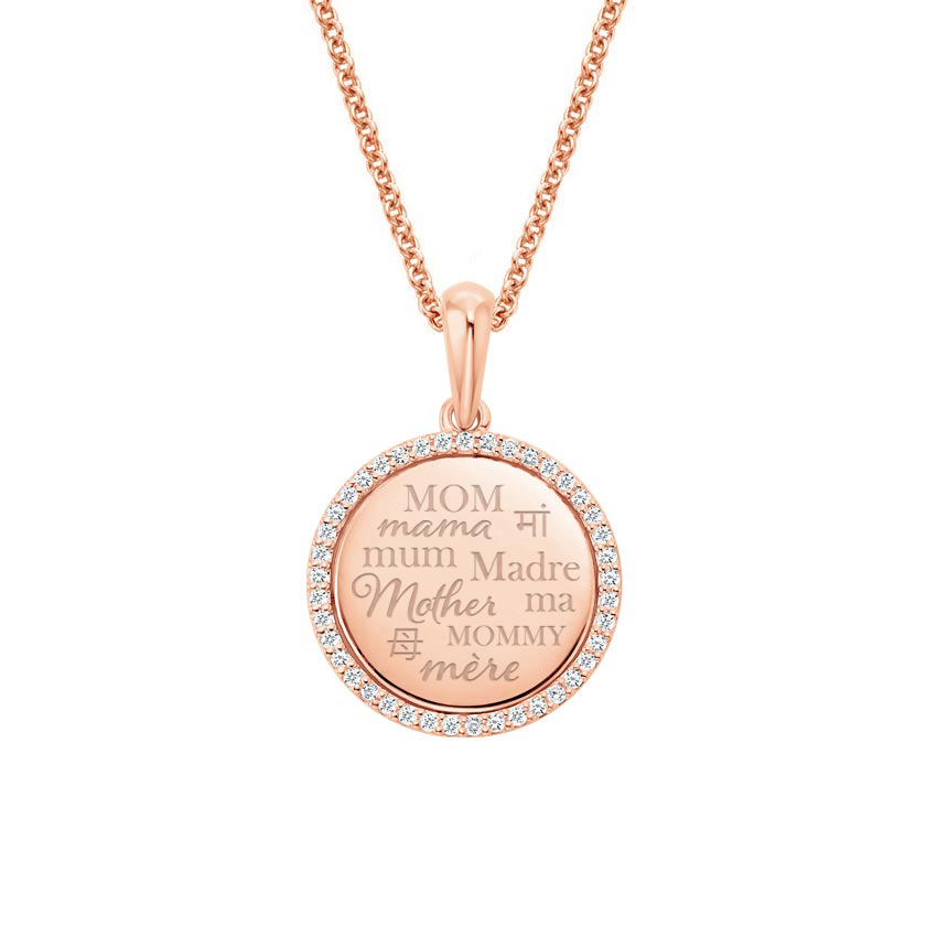 Engraved Mothers of the World Diamond Disc Pendant - Brilliant Earth