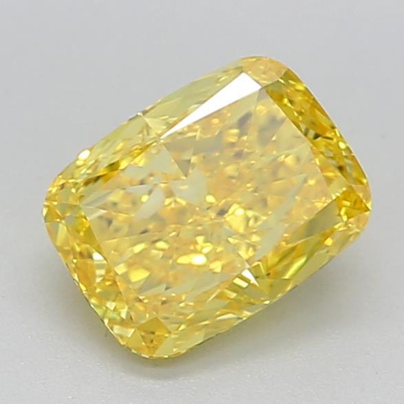 0.81 Ct. Fancy Vivid Yellow Cushion Lab Grown Diamond