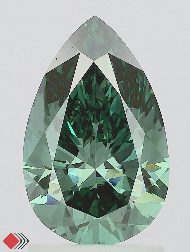 1.89 Ct. Fancy Vivid Green Pear Lab Grown Diamond