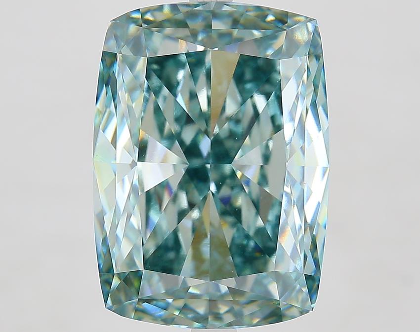 11.57 Ct. Fancy Intense Blue Green Cushion Lab Grown Diamond