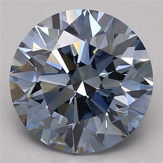 3.55 Ct. Fancy Vivid Blue Round Lab Grown Diamond