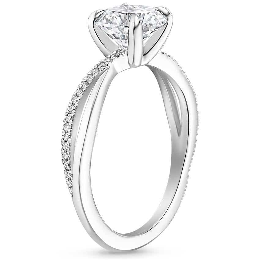 18K White Gold Crossover Diamond Ring, large side view