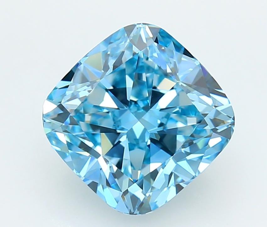 4.00 Ct. Fancy Vivid  Blue Cushion Lab Grown Diamond
