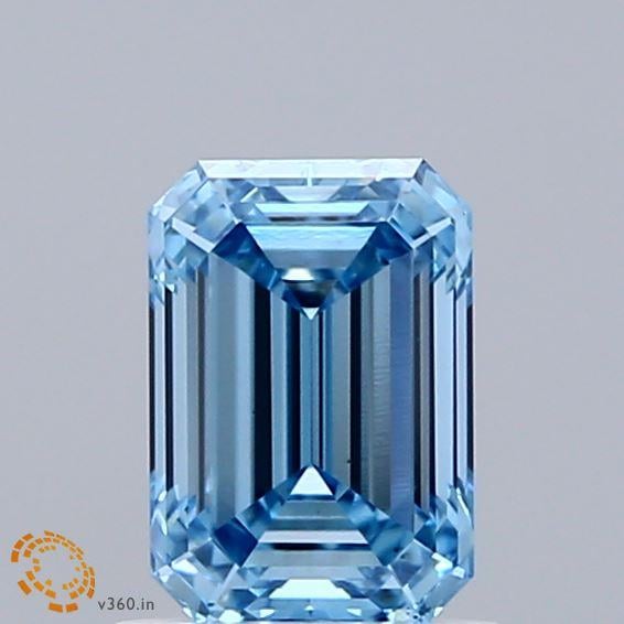 1.1 Ct. Fancy Vivid Blue Emerald Lab Grown Diamond