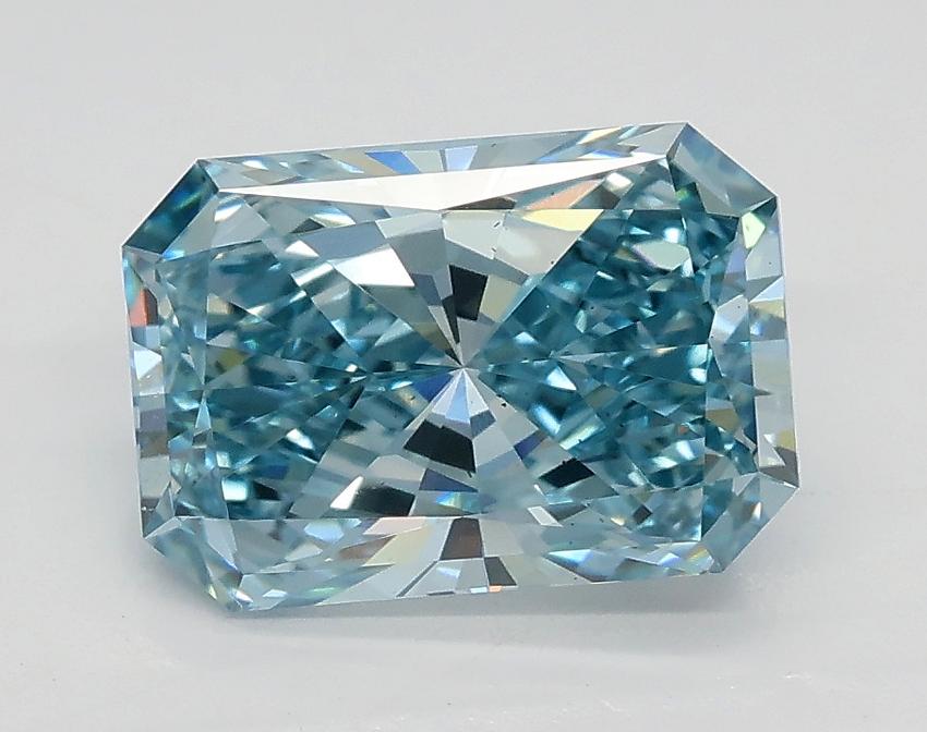 1.71 Ct. Fancy Intense Greenish Blue Radiant Lab Grown Diamond