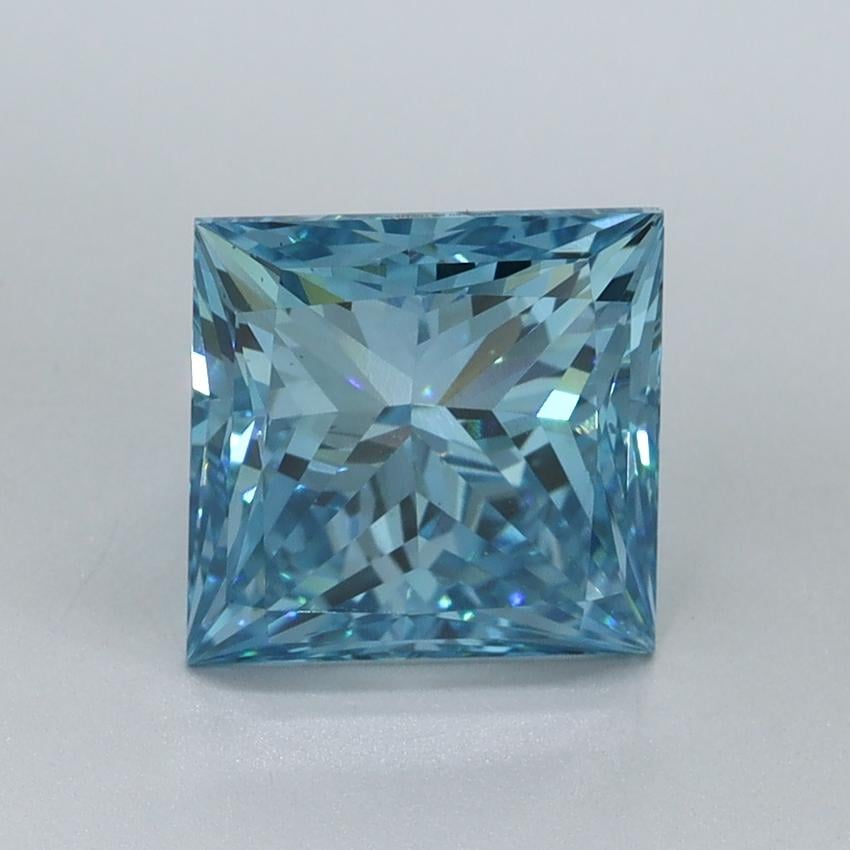 2.50 Ct. Fancy Vivid Malibu Blue Princess Lab Grown Diamond