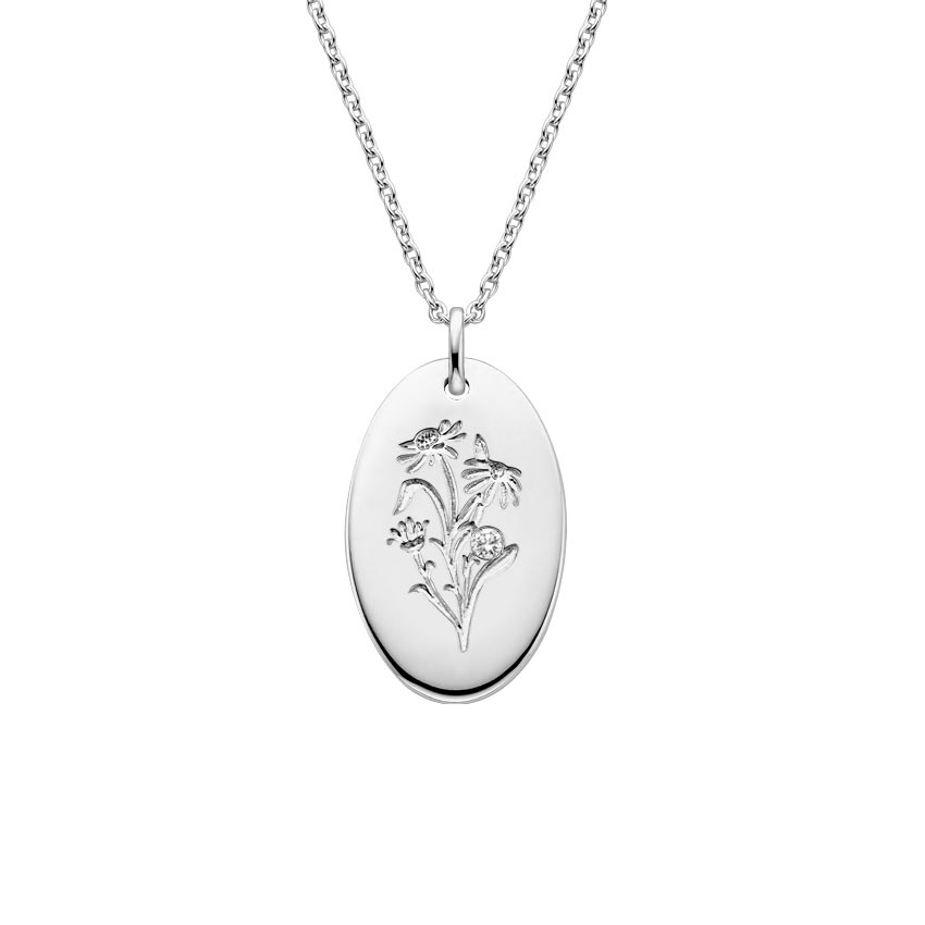 April Daisy Birth Flower Diamond Necklace 