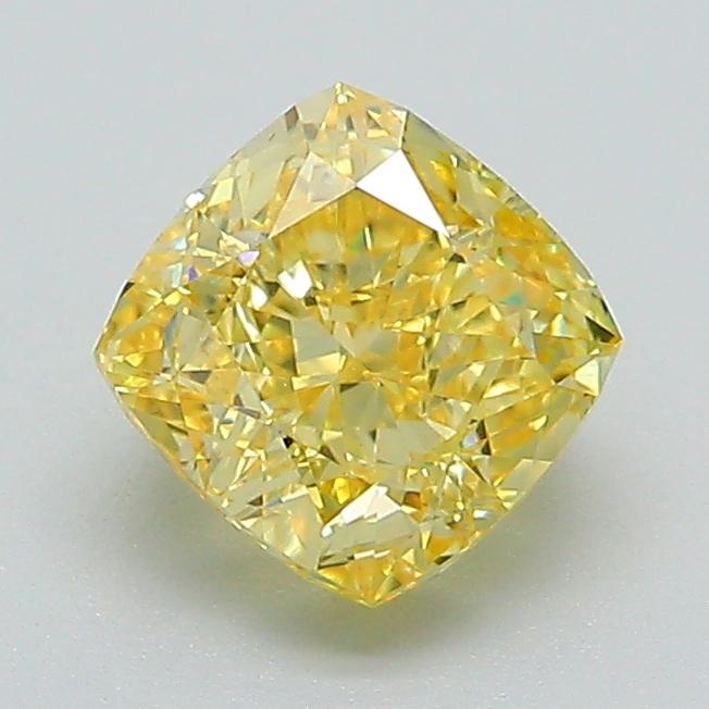 1.24 Ct. Fancy Vivid Yellow Cushion Lab Grown Diamond