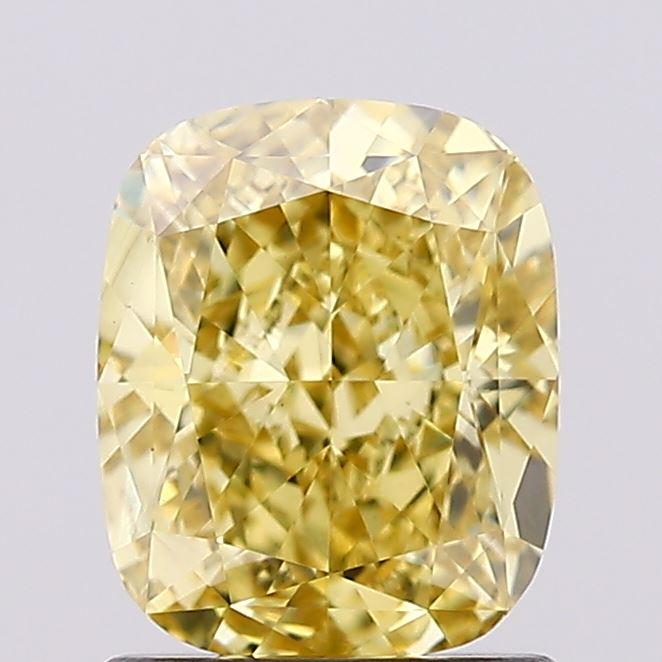 1.41 Ct. Fancy Vivid Yellow Cushion Lab Grown Diamond