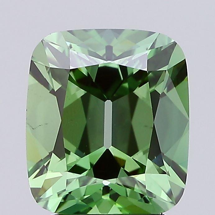 2.59 Ct. Fancy Vivid Green Cushion Lab Grown Diamond